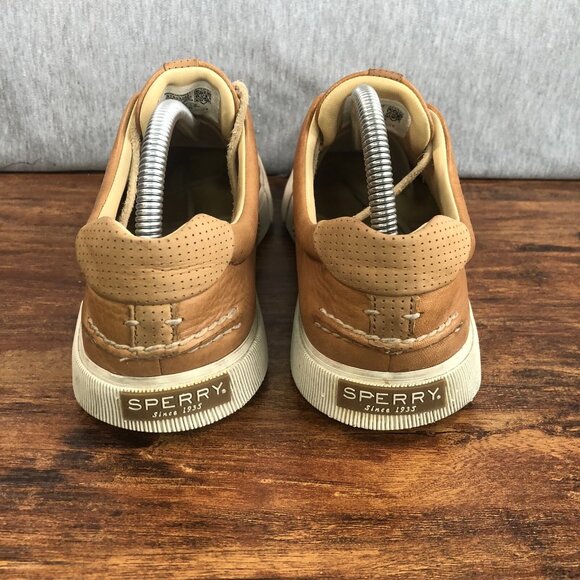 Sperry Gold Cup Men Size 8 Brown Tan Leather Sneakers Shoes Lace Up‎ - Picture 3 of 10